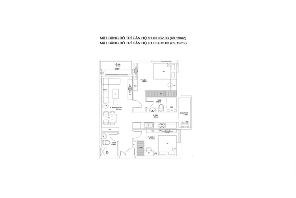 BLOCK S+U — CĂN HỘ S1.03+S2.03+CĂN HỘ U1.03+U2.03