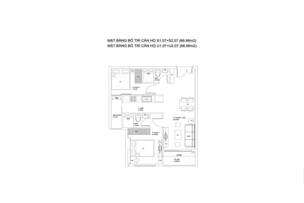 BLOCK S+U — CĂN HỘ S1.07+S2.07+CĂN HỘ U1.07+U2.07