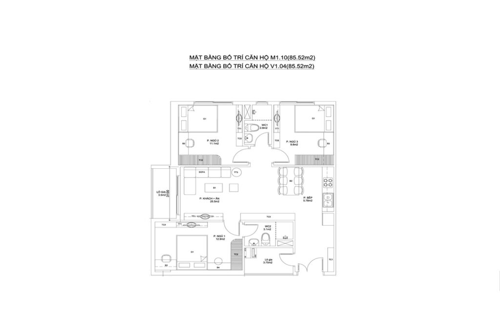 BLOCK M+V — CĂN HỘ M1.10+CĂN HỘ V1.04