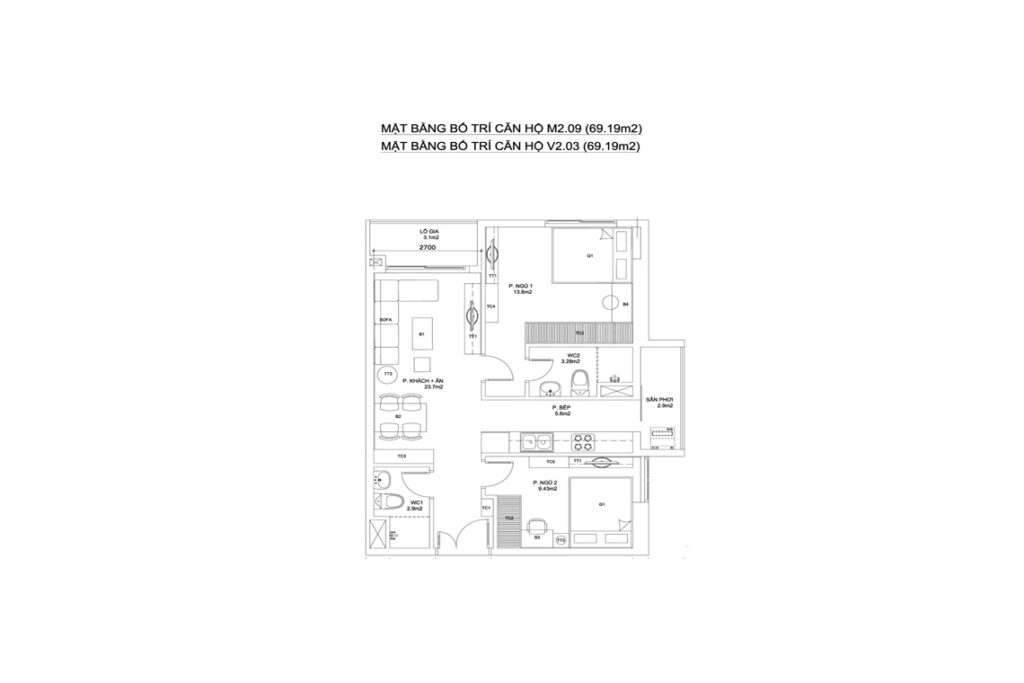 BLOCK M+V — CĂN HỘ M2.09+CĂN HỘ V2.03