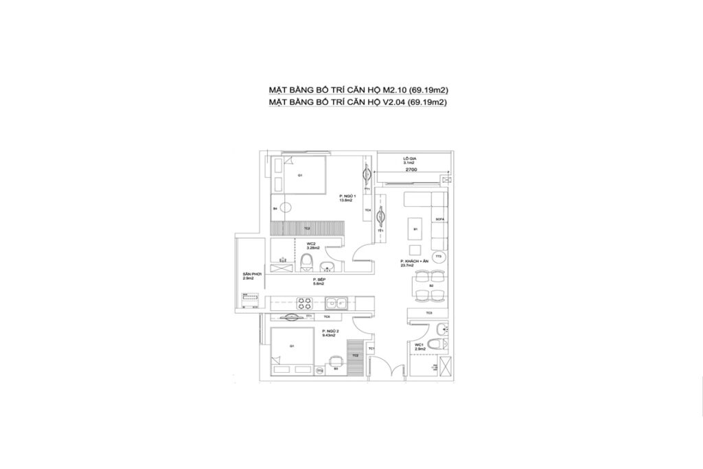 BLOCK M+V — CĂN HỘ M2.10+CĂN HỘ V2.04