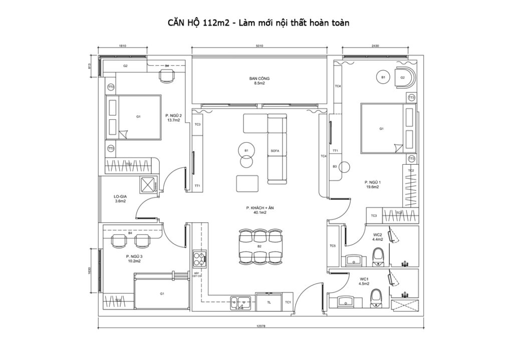 CĂN HỘ 112m2 - Làm mới nội thất hoàn toàn