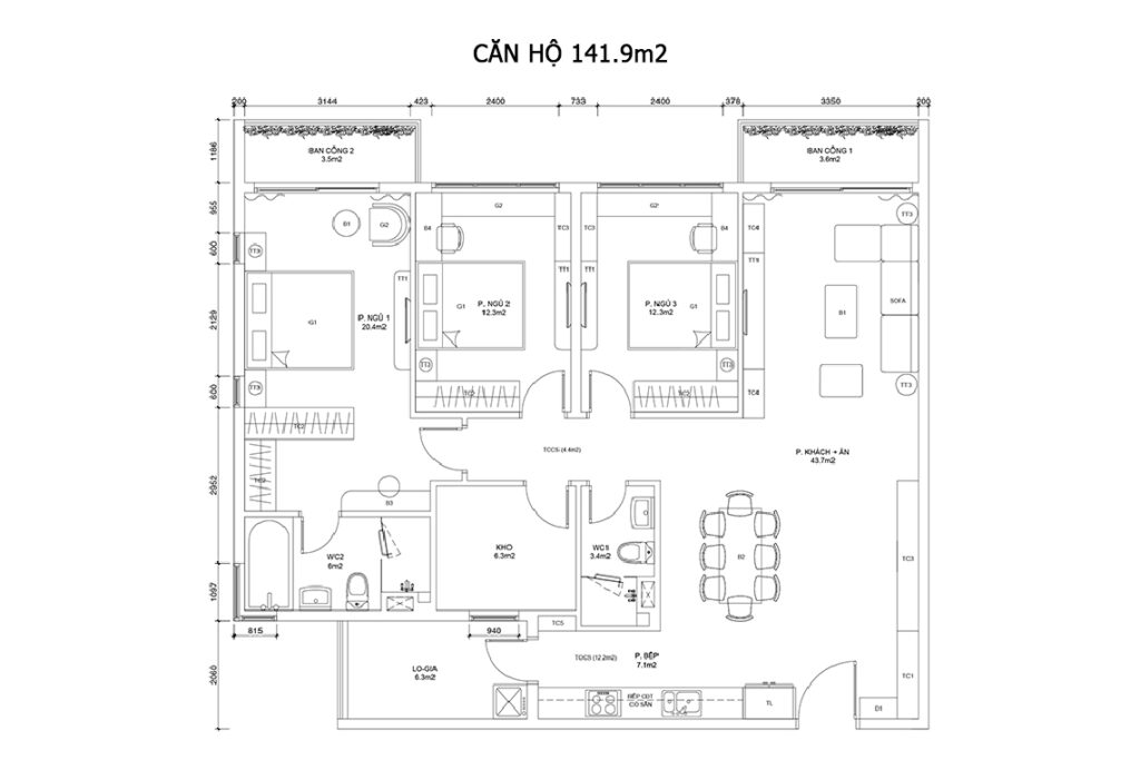 CĂN HỘ 141.9m2 - A2-Bc