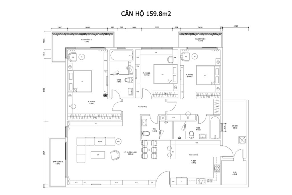 CĂN HỘ 159.8m2 - A3a + A3b