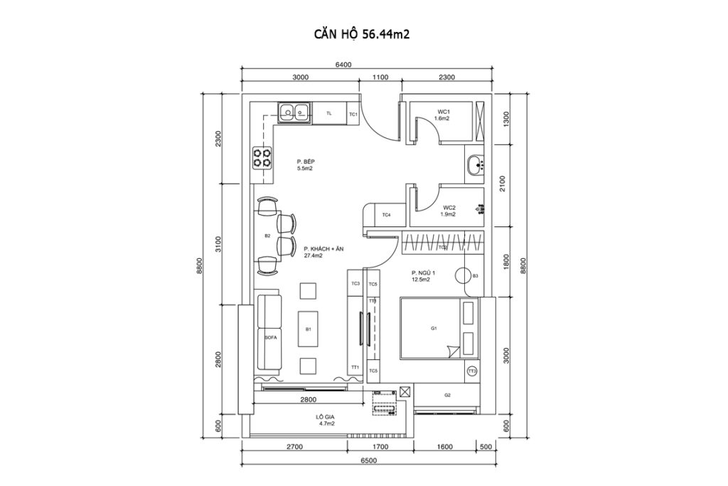 CĂN HỘ 56.44m2