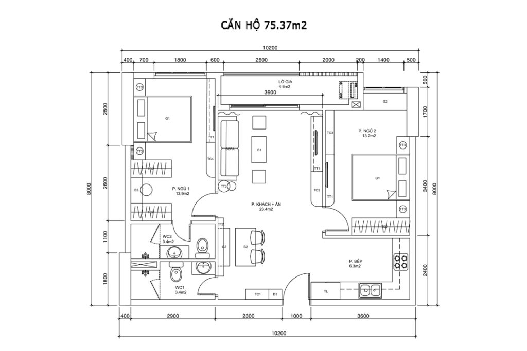 CĂN HỘ 75.37m2