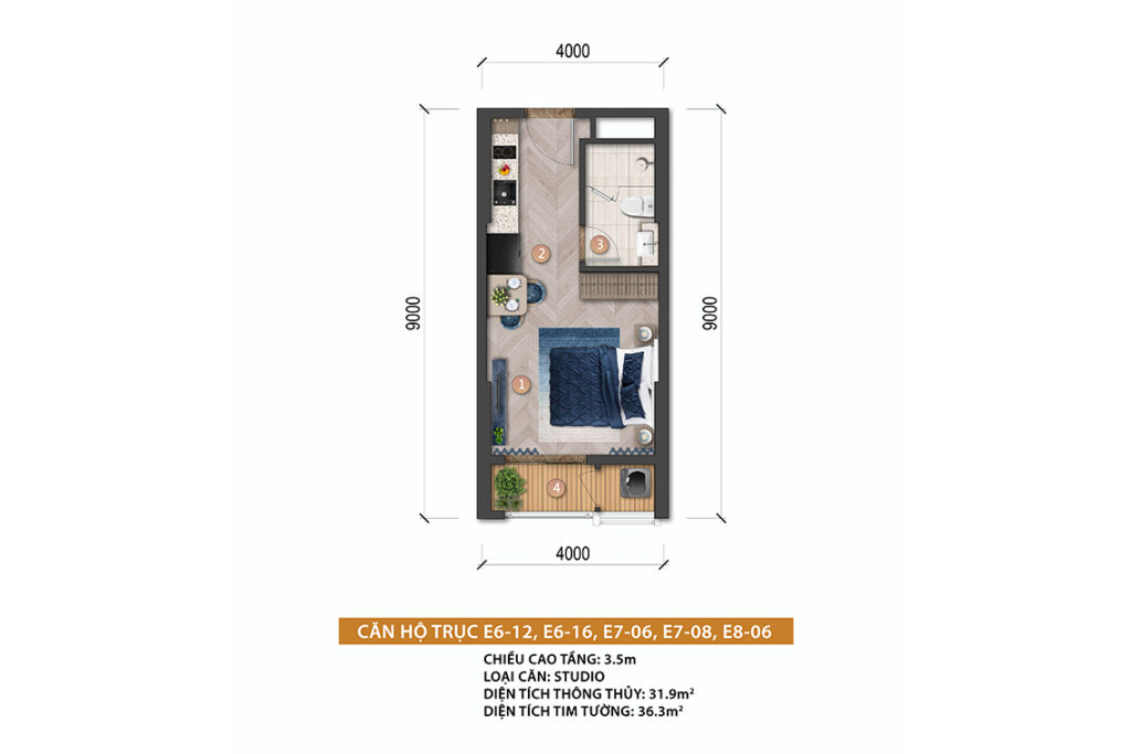 Mặt bằng Căn Studio