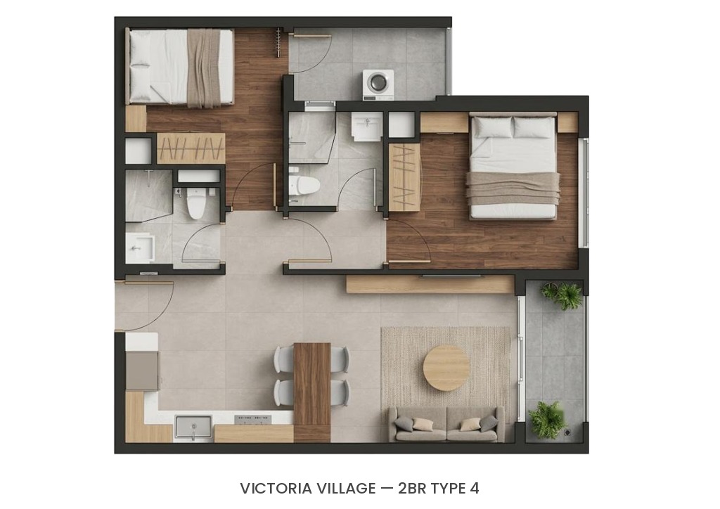 Mặt bằng Căn 2 phòng ngủ – Type 4