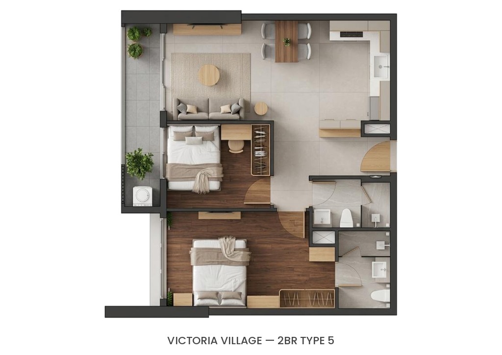 Mặt bằng Căn 2 phòng ngủ – Type 5