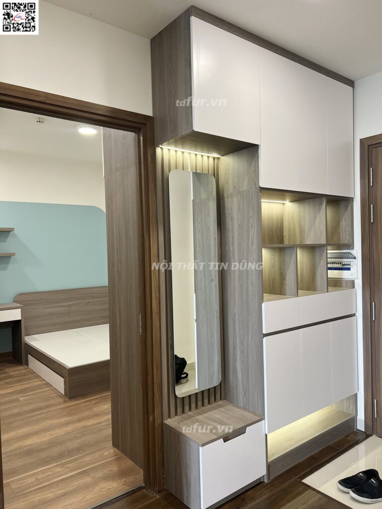 Q7 Saigon Riverside – Xanh mint và gỗ óc chó
